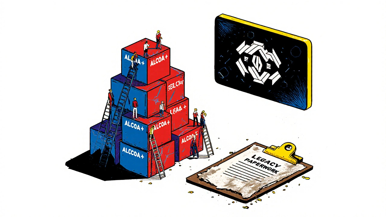 Digital records stacked high under FDA oversight, replacing paper documentation