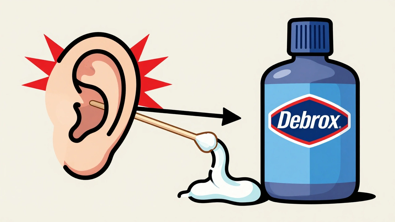 Contrast between dangerous cotton swab and safe ear drop treatment