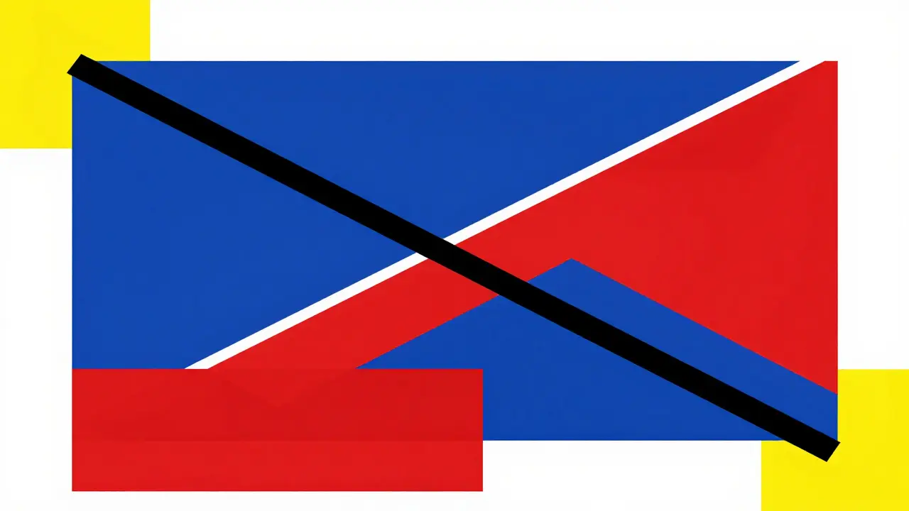 Overlapping red and blue rectangles with black diagonal line for drug interaction.