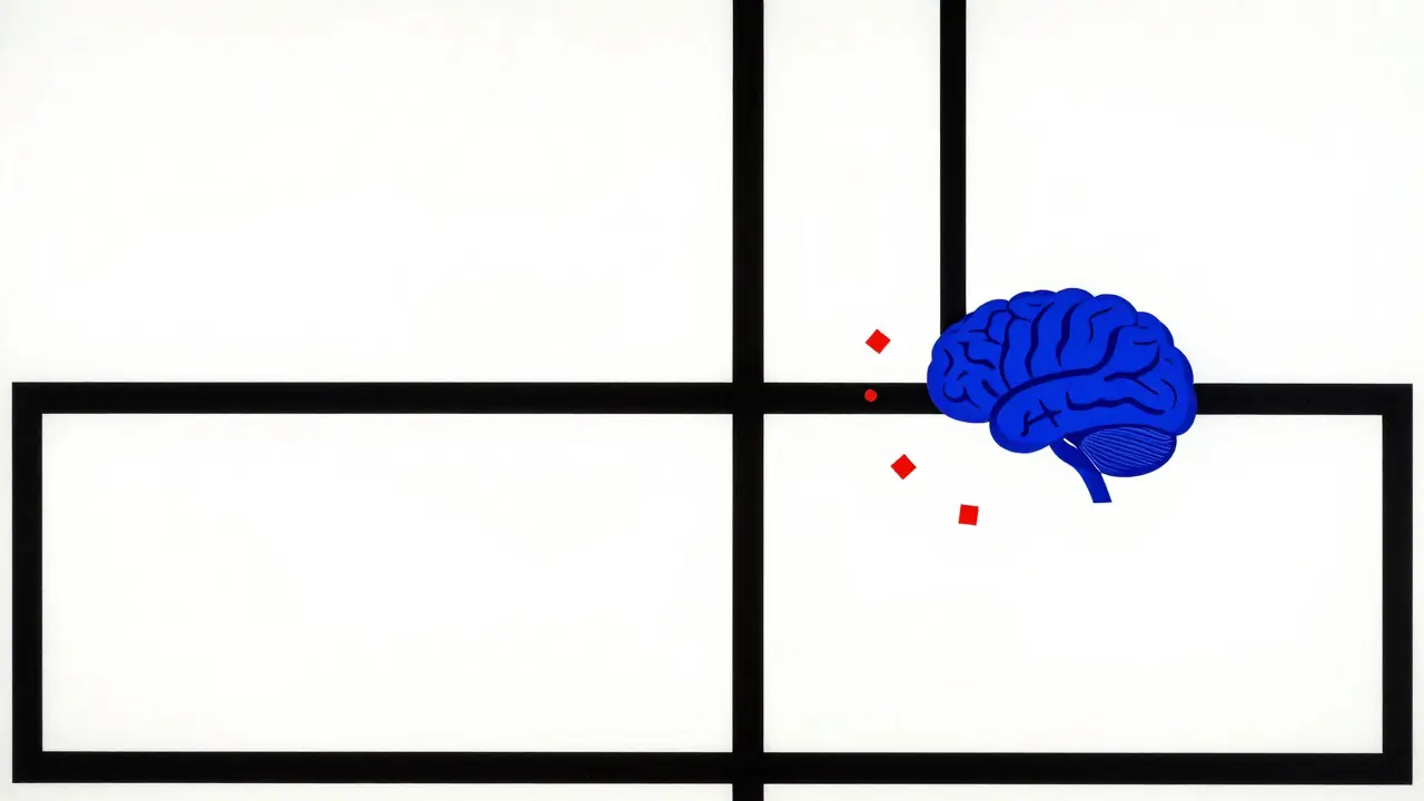 Abstract De Stijl composition showing the concept of auditory deprivation and brain hypersensitivity